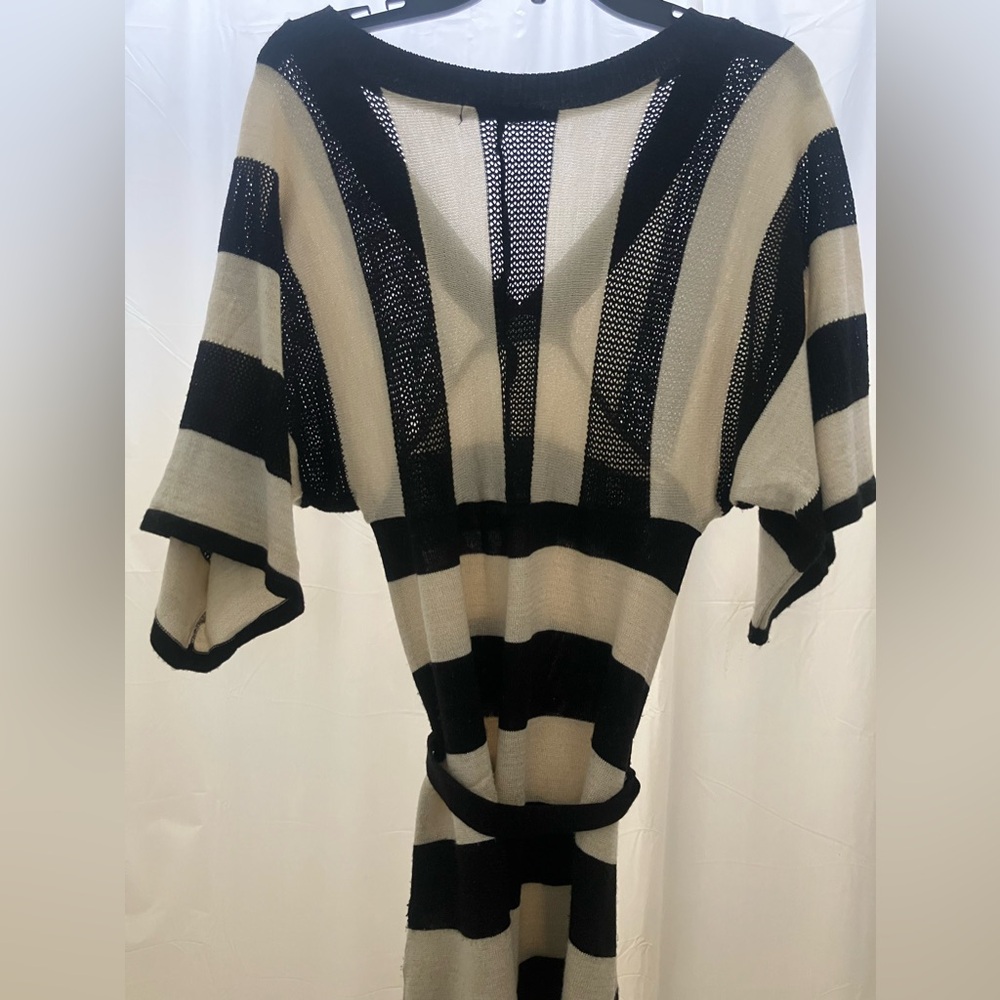 Striped Knit Dress Top in Black and Cream